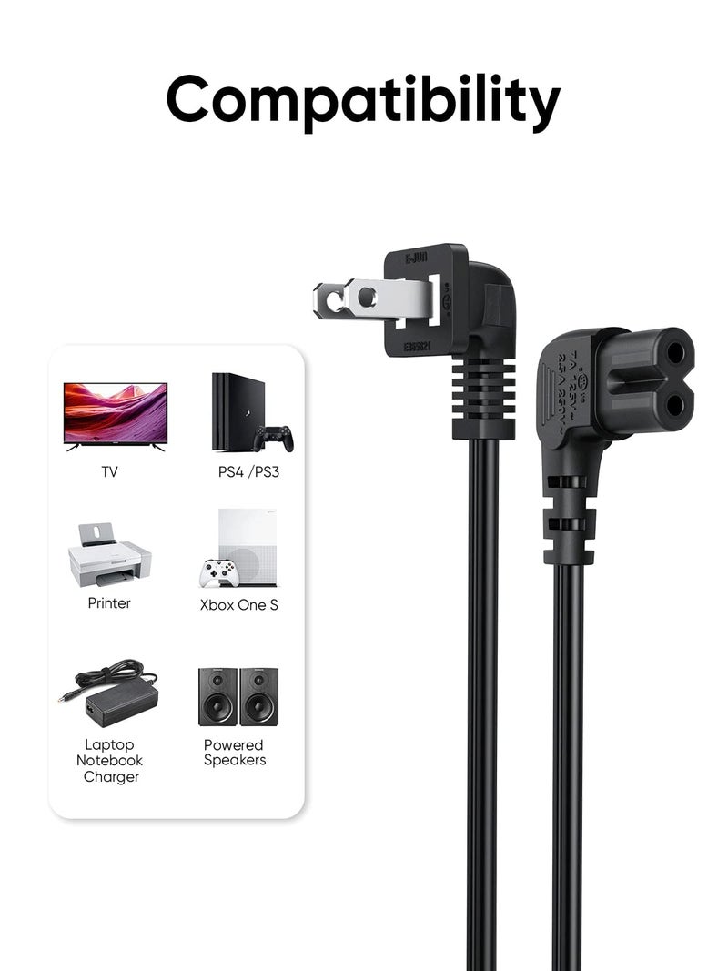 CableCreation 2-Pack 10 Feet Angled 2-Slot Non-Polarized Angle Power Cord (IEC320 C7 to Nema 1-15P), 3M/Black - Image 3